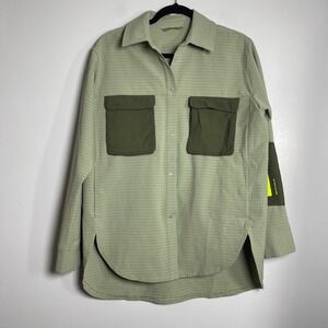 LULULEMON Grid Fleece Hiking Overshirt Size 6 Green Active Oversized Outdoor